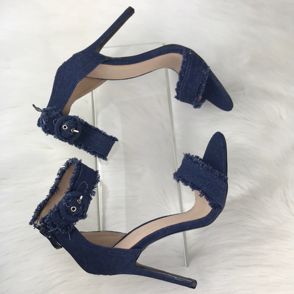 Dark Blue Distressed Denim Stiletto Heels. - Picture 4 of 8